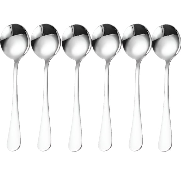 ACDANC Stainless Steel Long Handled Soup Spoons,Silver,6 Pcs,6.3"es