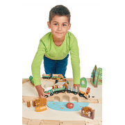 Tender Leaf Toys - Wild Pines Train Set - Stunning Wooden Lumberjack Style Toy Train Set for Age 3+