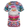 thumbnail image 3 of Holiday Gifts! Titcea Christmas Scrub Tops Women Xmas Printed Short Sleeved V Neck Scrub Tops with Pockets Lightweight Stretchy Working Uniform, 3 of 4