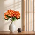 thumbnail image 4 of Hydrangea Floral Arrangement, Artificial Silk Flower Stem with Natural-Looking Leaves, 23.62 Inch Orange Faux Hydrangea for Vase Decor, 4 of 6