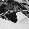 thumbnail image 5 of Homewish Halloween Skull Skeleton Bed Spread Queen,Retro Rose Floral Queen Coverlet Set,Gray,3pcs, 5 of 7
