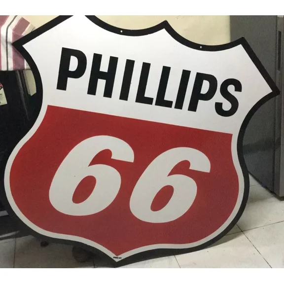 Phillips 66 Rd Porcelain Enamel Heavy Metal Sign 30 Inches Double Side