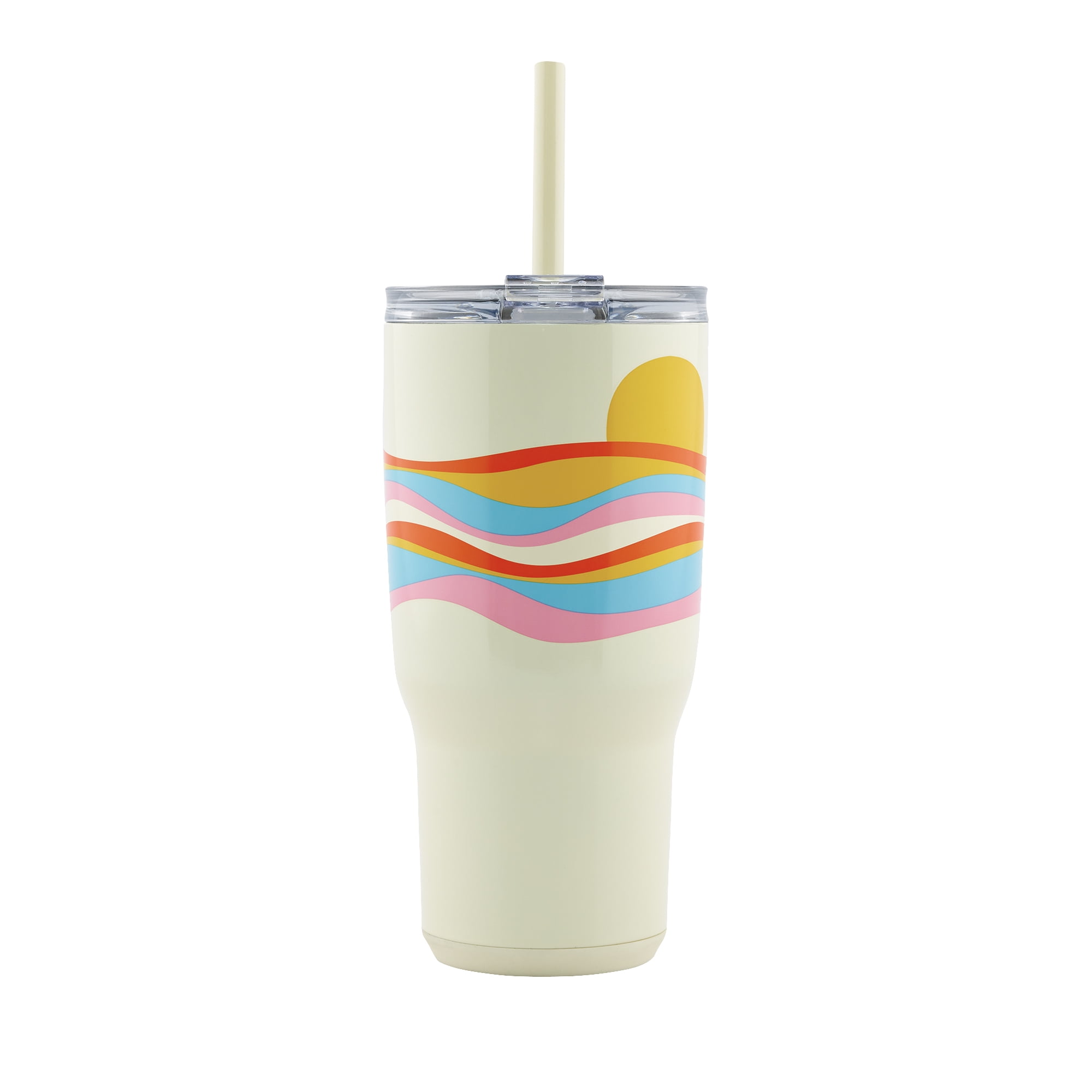 Reduce Cold-1 34 oz. Stainless Steel Travel Tumbler Cup w/ Straw 01526  (White)