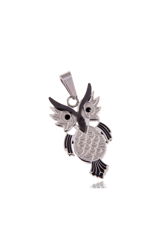 Cute Funky Stainless Steel Owl Bird Necklace Pendant