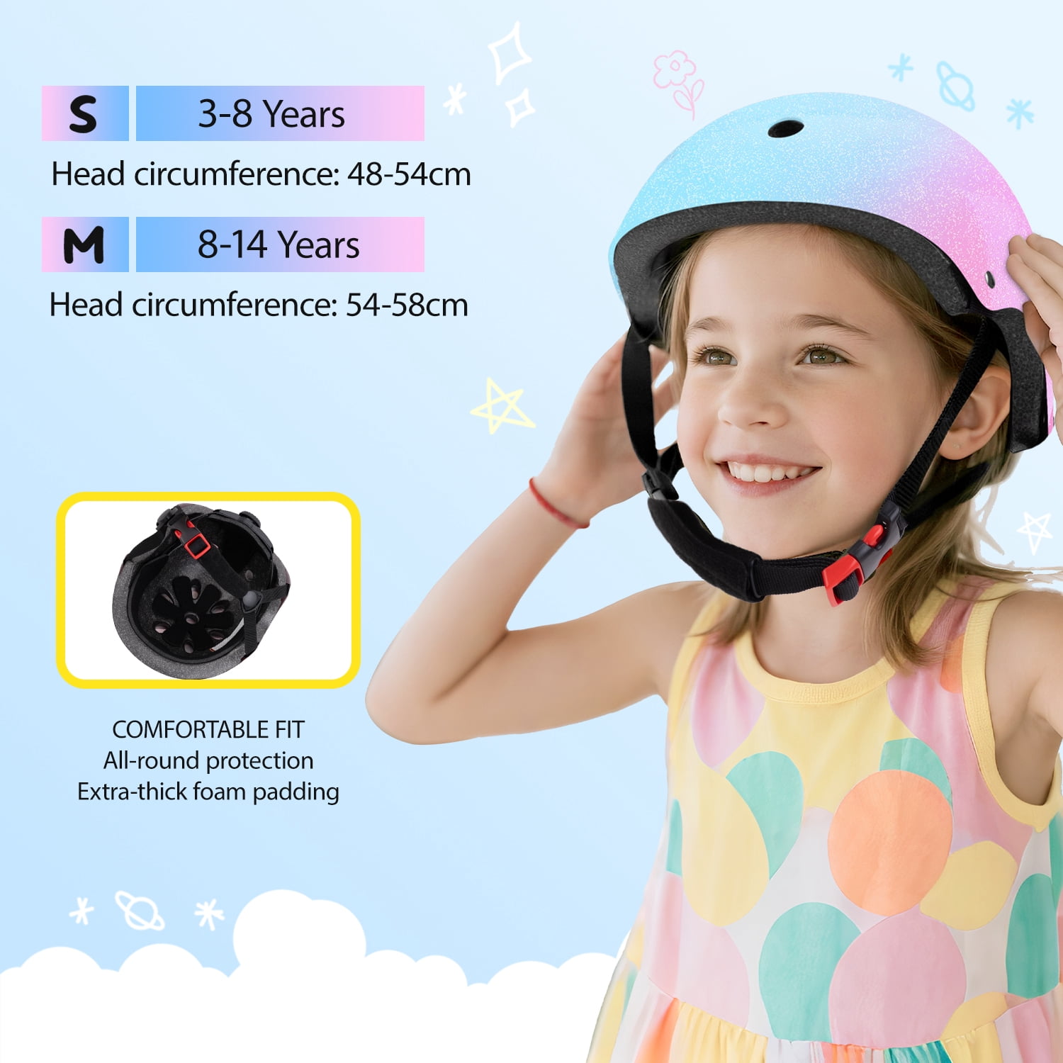 BOSONER Kids/Youth Bike Helmet, Lightweight Multi-Sport Adjustable Helmets for Bicycle Skateboard Scooter Skate Cycling