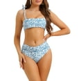 thumbnail image 1 of INSPIRAR CHIC Conjuntos de Bikini de Dos Piezas con Tirantes de Leopardo de Mujer, Bañadores de Cintura Alta, Talla X-Large, Azul, 1 of 5