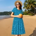 thumbnail image 4 of Lsque Blue Glitter Print Women's Casual Dress T-Shirt Summer Short Sleeve Scoop Neck Swing Dresses, 4 of 6