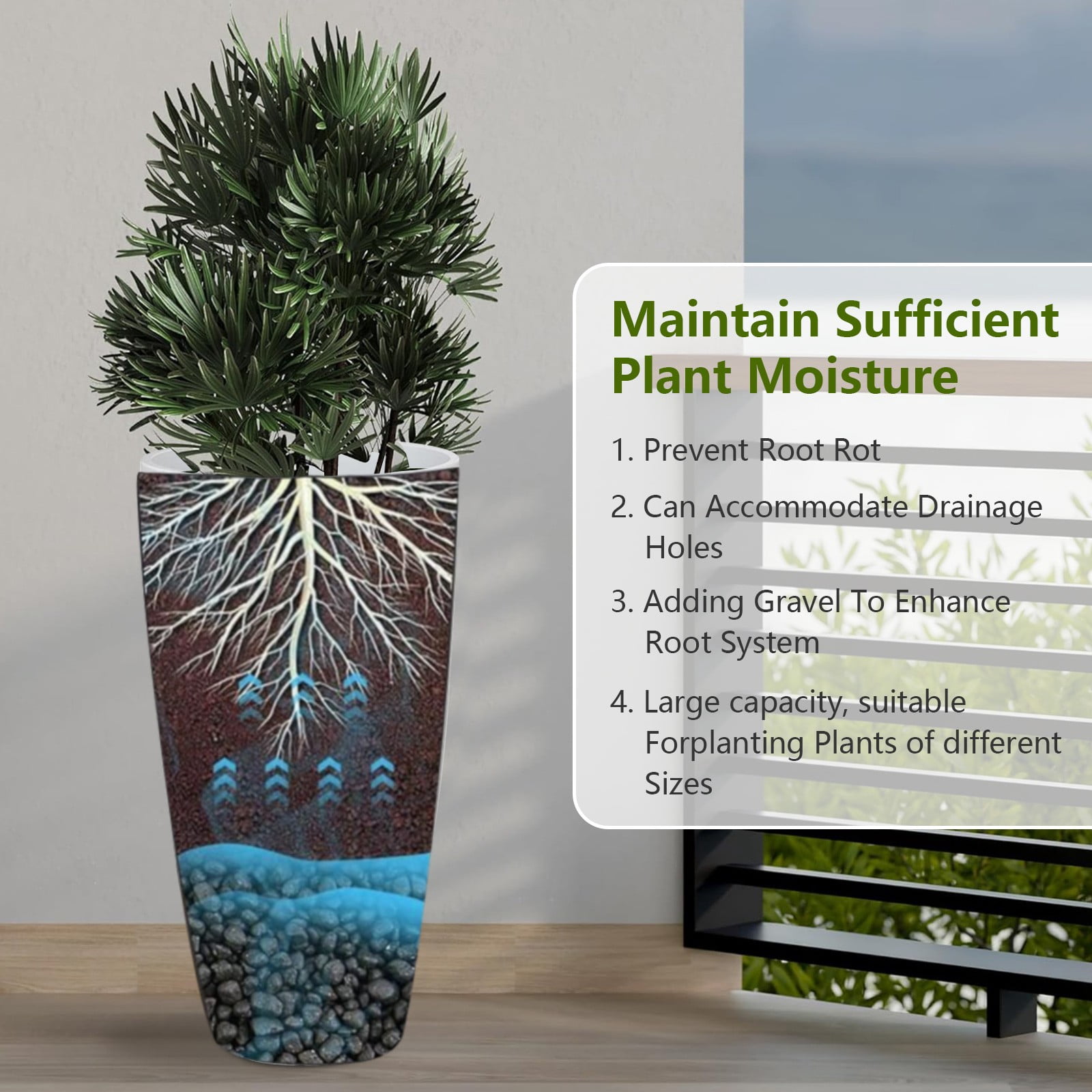 21” Tall Planters for Outdoor Indoor Plants Set of 2 Sturdy Plant Pots, White