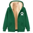 thumbnail image 4 of ZHOUCHANKIDS Hoodies for Women Winter Fleece Sweatshirt - Full Zip Up Thick Sherpa Lined Hooded Jacket Dark Green XXXXL, 4 of 5