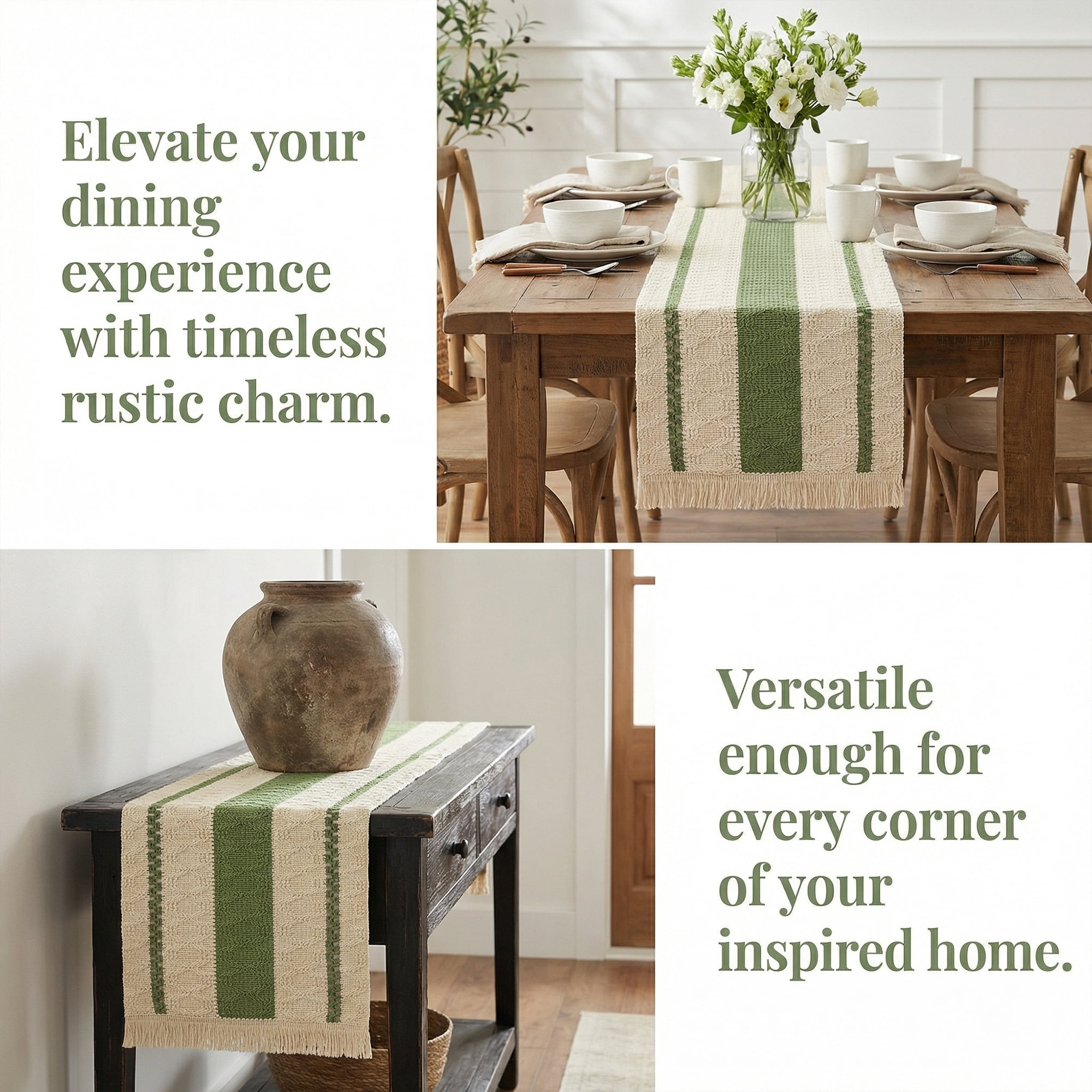 Unique Bargains Farmhouse Polyester Table Runner for Birthday Decoration Green 11.8"x63"