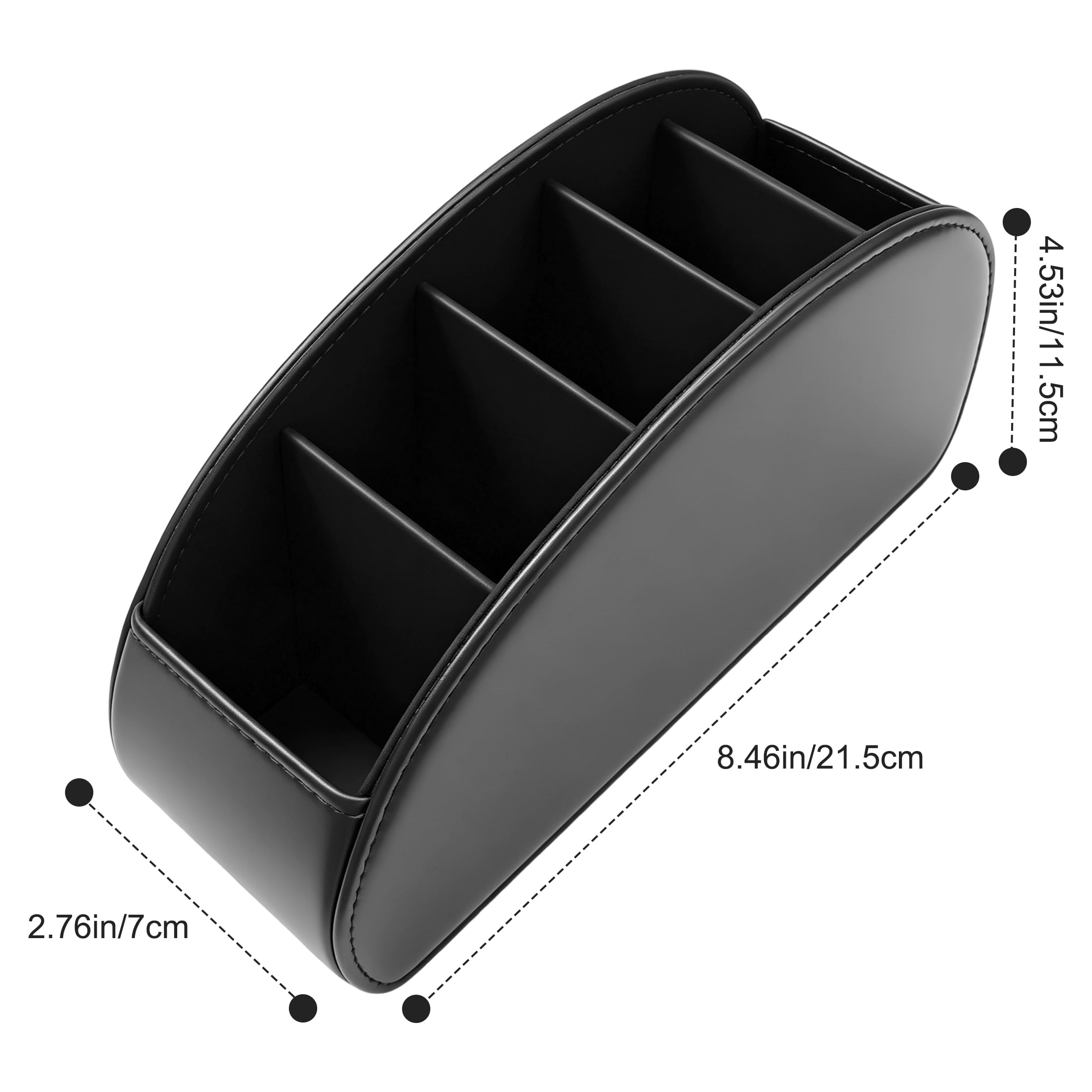 GARITIN Remote Control Holder, Multi‑Compartment PU Leather Desktop Storage Caddy