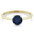 thumbnail image 2 of Gem Stone King 10K Yellow Gold Blue Sapphire Engagement Ring | 1.10 Cttw | Round 6MM | Gemstone Birthstone | Wedding Solitaire Anniversary Promise Ring for Women | Available in Size 5,6,7,8,9, 2 of 5