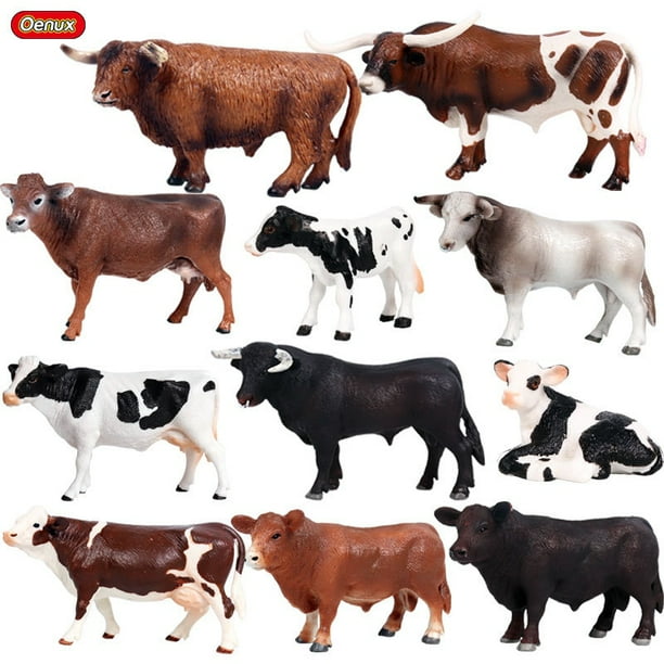 Simulation Farm Animals Cattle Model Cow Bull Buffalo Calf Rhino Bison Hippo Home Decor Action Figure Educational Kids Toys GiftM-300 He Qiyong unisex