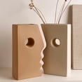 thumbnail image 1 of 2 jarrones de cerámica con forma de cara , florero decorativo de mesa, tarro de cerámica, escultura, maceta de moda para cocina, jardín, Marrón claro y oscuro Soledad Jarrón Cara Abstracta, 1 of 10