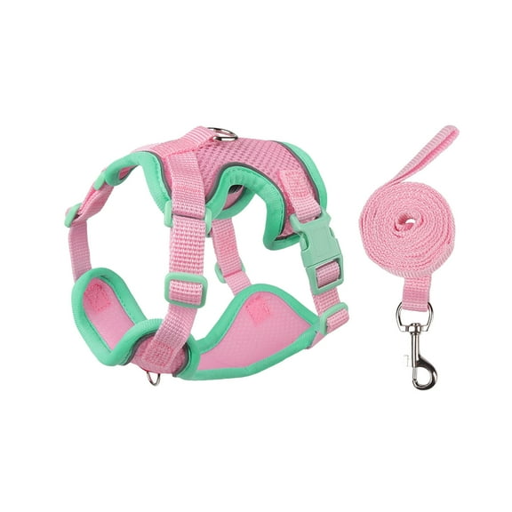 Cat Harness and Leash for Walking, Cat Car Harness, Escape Proof Soft Adjustable Vest Harnesses for Cats, Easy Control Breathable Reflective Strips Harness, Kitten Harness and Leash Set, Pink