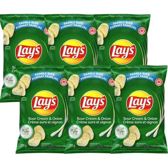Lays Croustilles à la Crème Sure et à l'Oignon 235 g (Lot de 6)