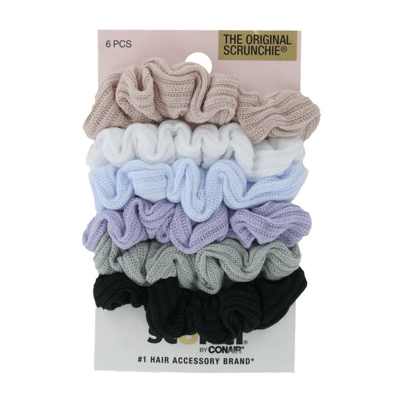 Scunci The Original Scrunchie Mini Waffle Twisters Hair Scrunchies, Assorted Colors, 6 Count