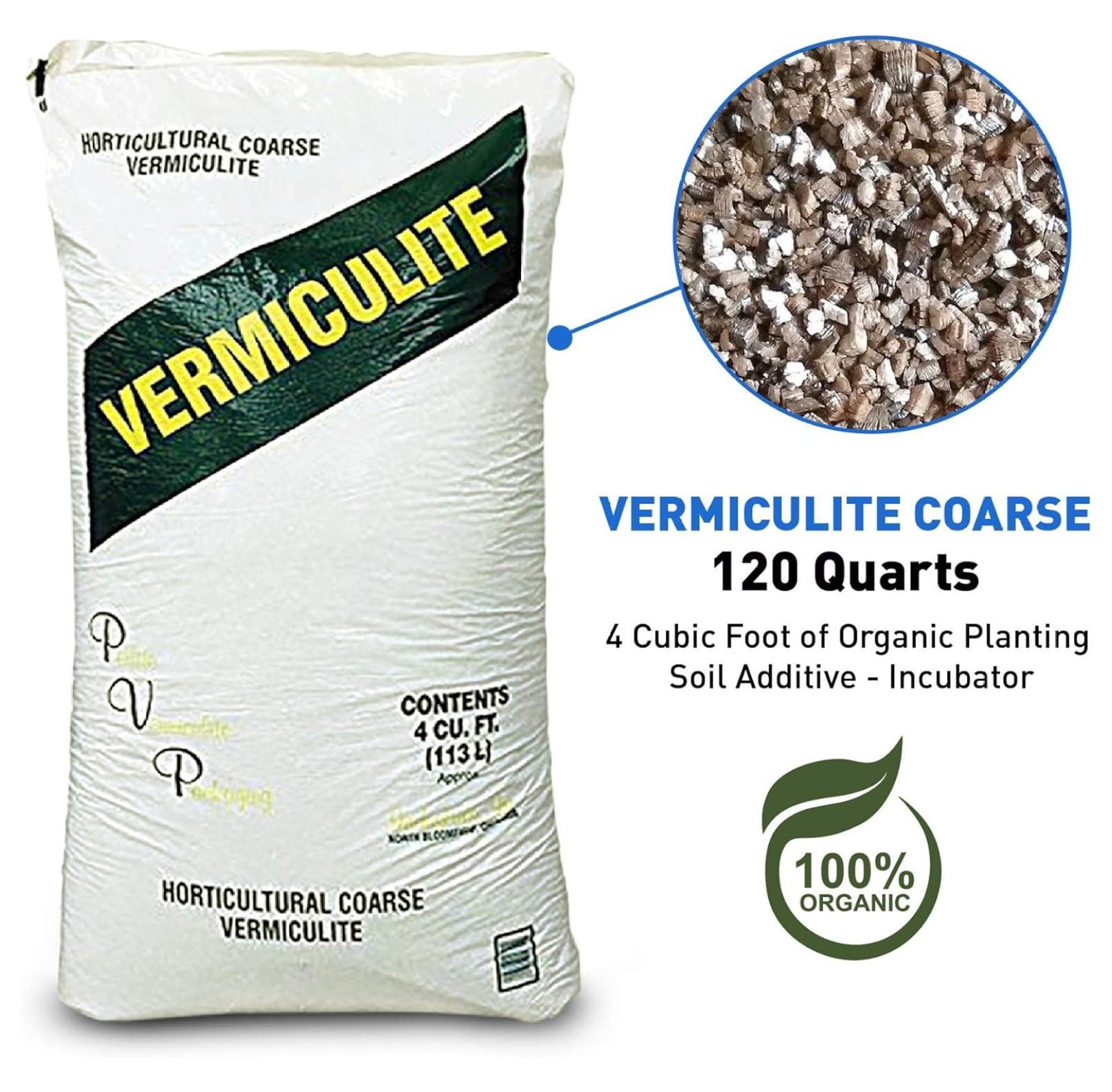 PVP Industries Horticultural Coarse Vermiculite, Natural and Odorless Mix - Professional Use for Gardening, Packaging, and Industrial, 4 Cubic Feet