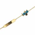 thumbnail image 3 of 18k Solid Yellow Gold Blue Enamel Airplane Id Bracelet 5.5 inches, 3 of 4