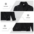 thumbnail image 5 of Men's Stand Collar Full Zip Jacket, Long Sleeve With Kangaroo Pocket, Regular Fit Contrast Sleeve Details, Office Outerwear For Male, 5 of 6