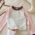 thumbnail image 4 of Child Girls Long Sleeve Shirts Soft & Cozy Pullover Tee Color Block Shirts for Girls Daily School Cute Tops Girls Shirts Size 3-4T, 4 of 7