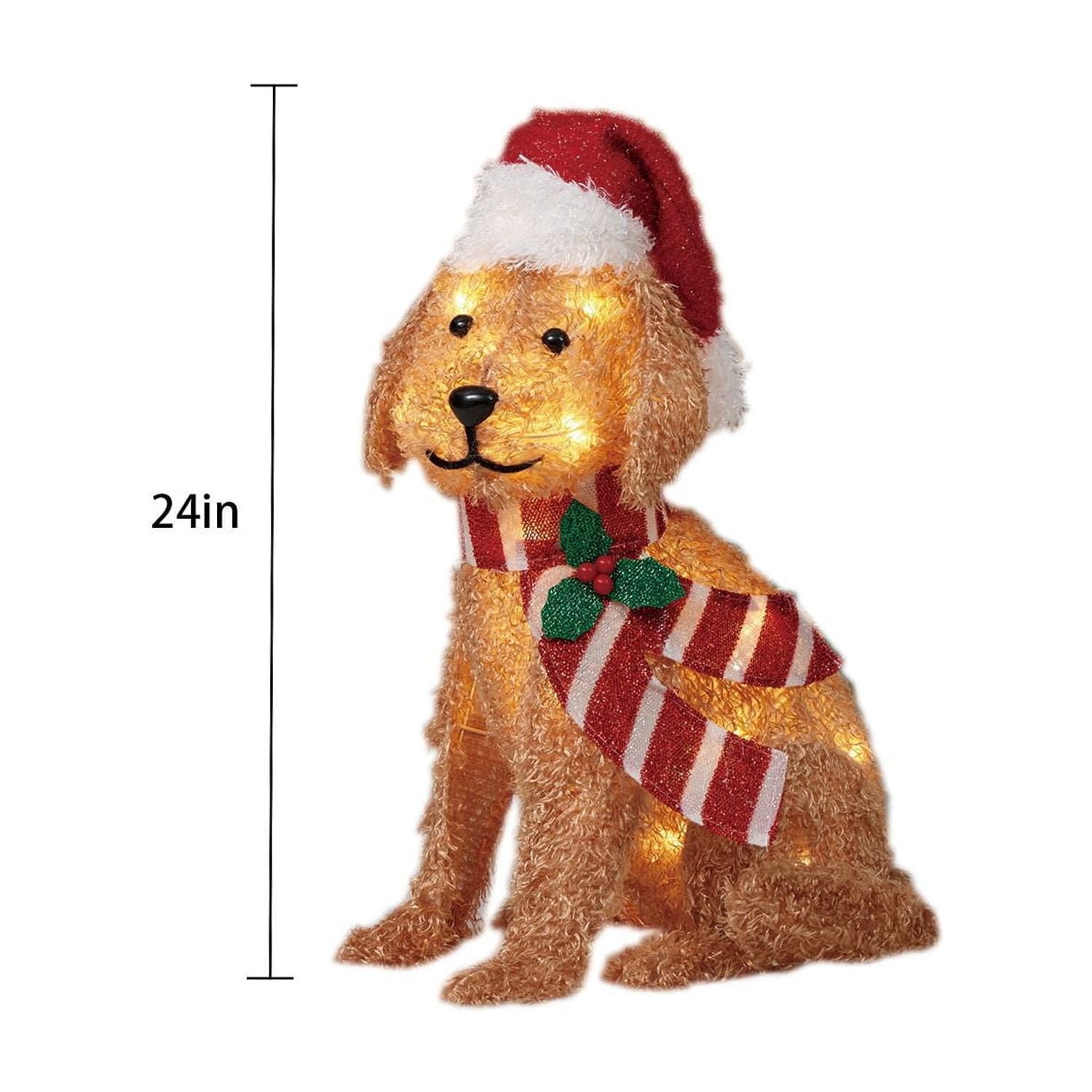 Holiday Time 24" Light-up Plush Golden Dog, with 30 LED Lights, 30 LED bulbs