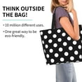 thumbnail image 3 of Bingfone Canvas Tote Bag For Women With Inner Pocket Aesthetic Cute Shopping Tote Bags Reusable Grocery Bags-Black And White Polka Dot, 3 of 9