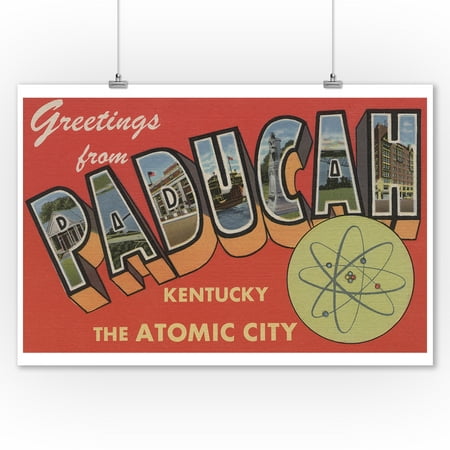 Paducah, Kentucky - The Atomic City - Large Letter Scenes (9x12 Art Print, Wall Decor Travel