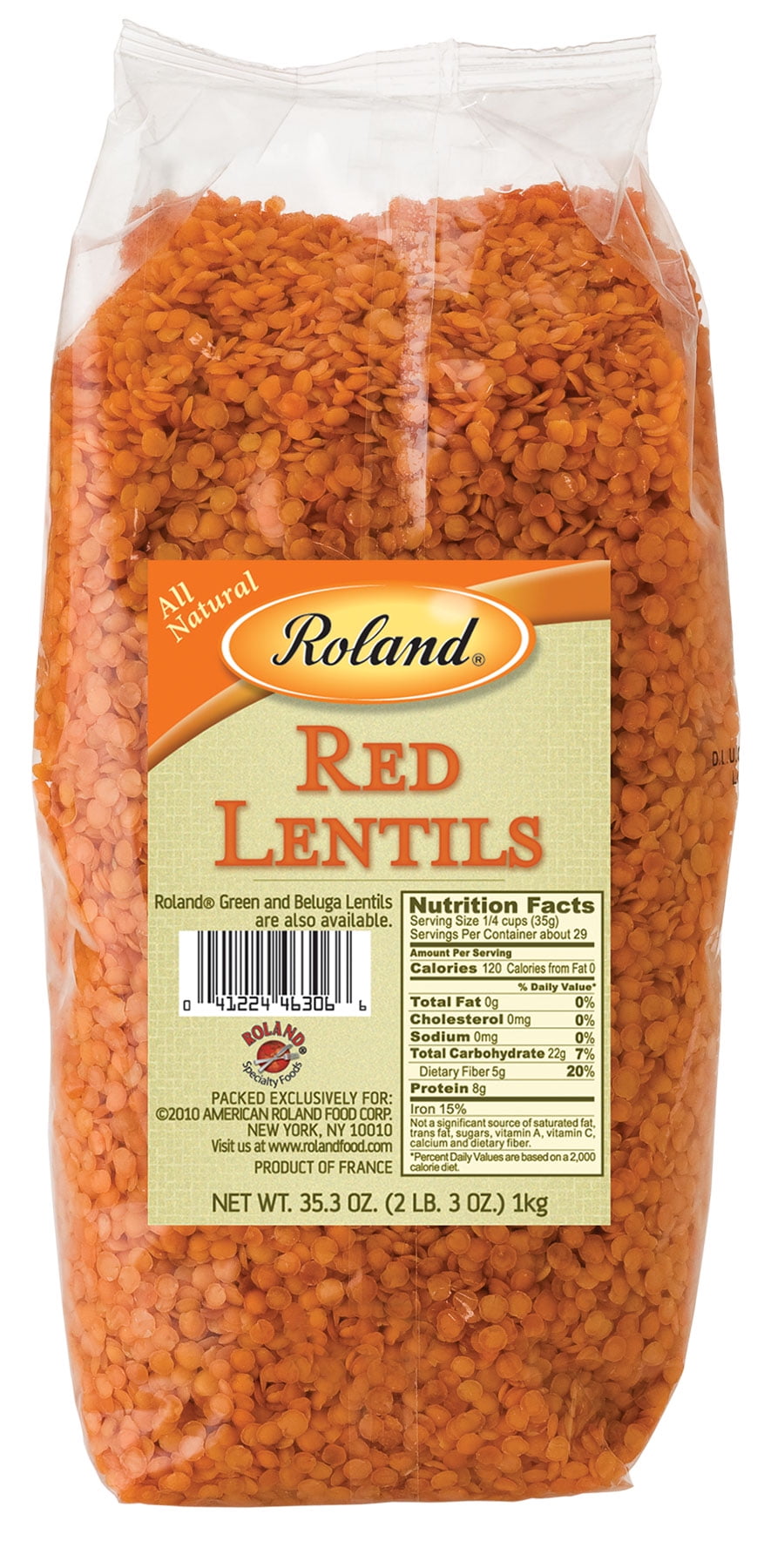 Roland Dried Split Red Lentils, 35 Oz
