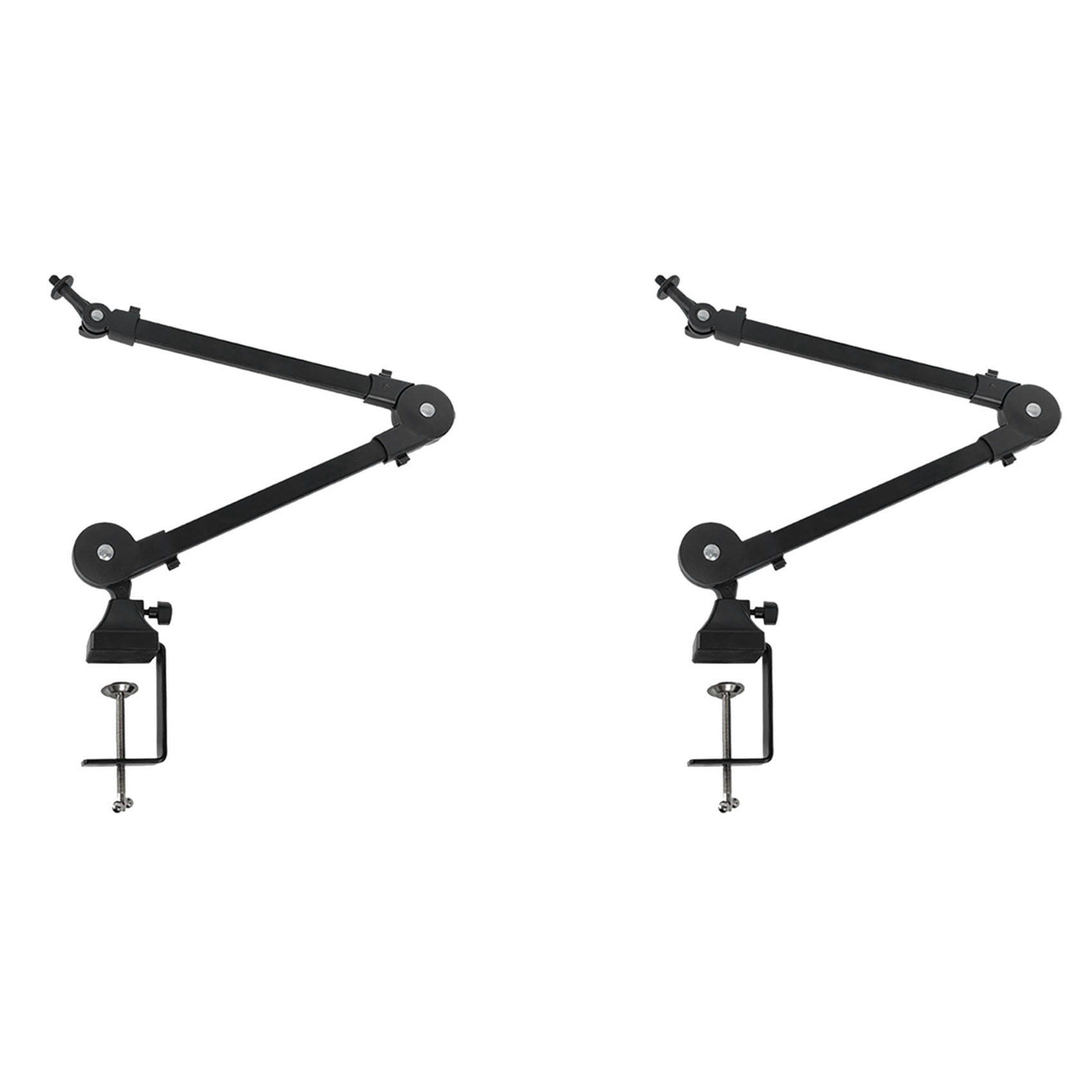 2X Heavy Duty Microphone Arm Stand Adjustable and Foldable for Studio and Live Performances,2 x Microphone Scissor Arm 2 x Table Mounting Clamp,Black
