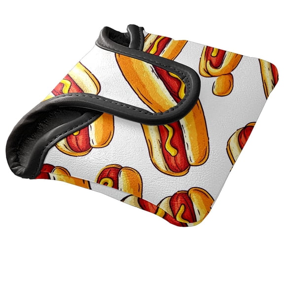Golf Mallet Putter Cover Premium Leather Waterproof Golf Putter Head Cover with Magnetic Closure Cute Hot Dog