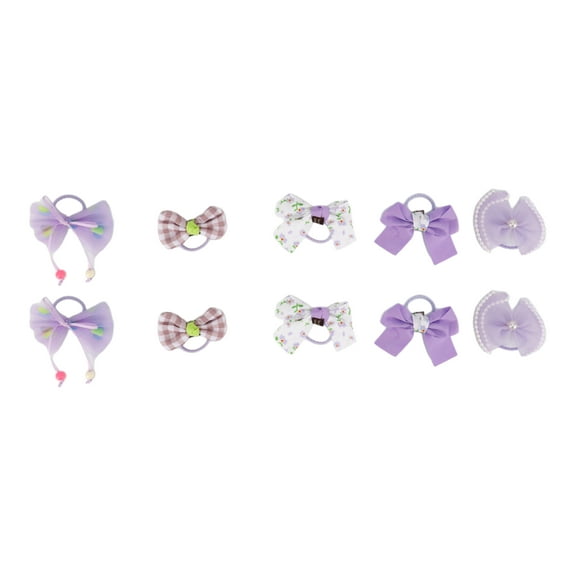 Unique Bargains 10pcs Fashion Cute Color-Blocked Floral Hair Ropes for Girls Purple