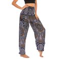 thumbnail image 4 of SWSMCLT Women's Boho Harem Yoga Pants Indian Smocked Waist Baggy Bohemian Buddha Gypsy Balloon Pocket Thai Hippie Beach Print Bloomers LoungeTrousers A-Patterned14 Small-Large, 4 of 5