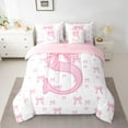thumbnail image 2 of jejeloiu Letter S Monogrammed 7-Piece Bedding Comforter Set,Kawaii Cute Bowtie King Bedding Sets,Pink Bowknot Ribbon Bed Sheets For Girls,Microfiber Room Decorative Reversible, 2 of 8