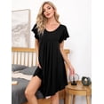 thumbnail image 3 of Uniexcosm Nightgown Womens Soft Sleepwear Pleated Comfy Short Sleeve Flare Nightdress S-XXL, 3 of 8