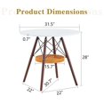 thumbnail image 4 of Round Coffee Table with Storage Basket - Modern White MDF & Walnut Wood Legs, 4 of 10