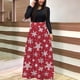 thumbnail image 2 of Vestido de manga larga para mujer Navidad cuello redondo Santa muñeco de nieve estampado cintura alta Boho Maxi vestido Casual fiesta vestido de noche Fridja nbo1753, 2 of 6