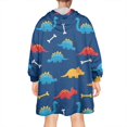 thumbnail image 2 of Wearable Oversized Blanket,DarkBlue Cartoon Dinosaurs Bones Pattern Wearable Blanket Hoodie for Adults,Cozy Hooded Blankets with Super Pockets,Super Warm Fuzzy Pullover for Women & Men, 2 of 6