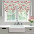 thumbnail image 4 of Red Flamingo Tie Up Curtains for Windows, Adjustable Balloon Window Shades, Summer Tropical Plants Leaves Botanical Green Kitchen Window Treatments Farmhouse Short Curtains with Rod Pocket 42"x45", 4 of 8