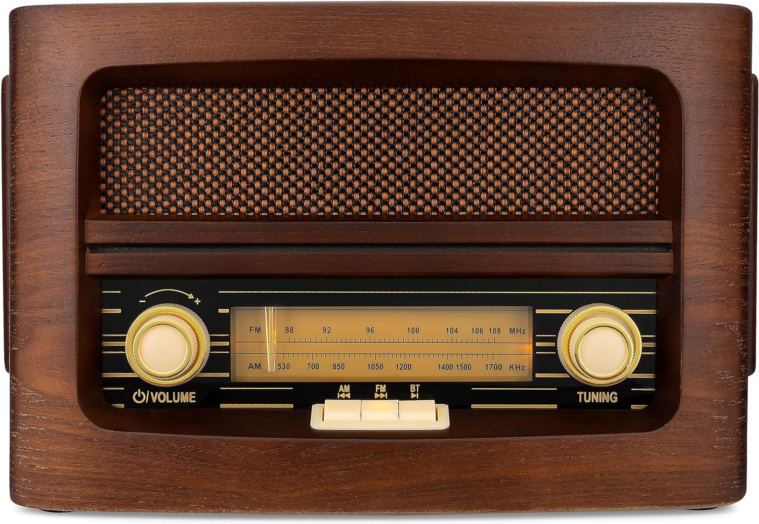 ClearClick VR47 Bluetooth Corded Electric Backlight Portable AM/FM Radio, Brown