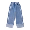 thumbnail image 2 of EnJoCho Girls Cuffed Hem Jeans Baggy Straight Wide Leg Denim Pants Casual Fashion High Waist Trouser Y2𝗄 Fall Junior Trouser Girls High Waist Wide Leg Jeans, 2 of 8