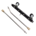 thumbnail image 2 of Pressure Washer Undercarriage Cleaner with 6 Nozzles 2 Extension Wands Under Car Water Broom with Swivel Wheel 4000psi Black Car Chassis Sprinkler, 2 of 5