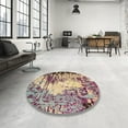 thumbnail image 4 of Ahgly Company Machine Washable Indoor Rectangle Abstract Velvet Maroon Purple Area Rugs, 7' x 9', 4 of 7