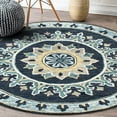 thumbnail image 6 of LR Home Wren 5' Round Blue Medallion Indoor Area Rug, 6 of 7