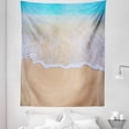 thumbnail image 1 of Beach Tapestry, Waving Coastal Scene of Ocean Summer Vibes Vacation Holiday Exotic Sands, Fabric Wall Hanging Decor for Bedroom Living Room Dorm, 5 Sizes, Ecru and Deep Sky Blue, by Ambesonne, 1 of 1