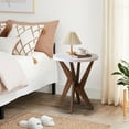 thumbnail image 6 of Round End Table 24'' High Side Table with White Top & Cross Legs, Mid Century Modern Accent Bedside Table for Living Room, Balcony, Bedroom or Small Spaces, White Walnut, 6 of 8