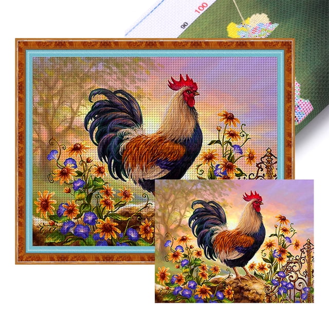 Hilo Algodón Ecológico Bordado 11CT 3 Hebras Impresión 50x40cm Kit Serie Punto Cruz Dorado Y Girasol