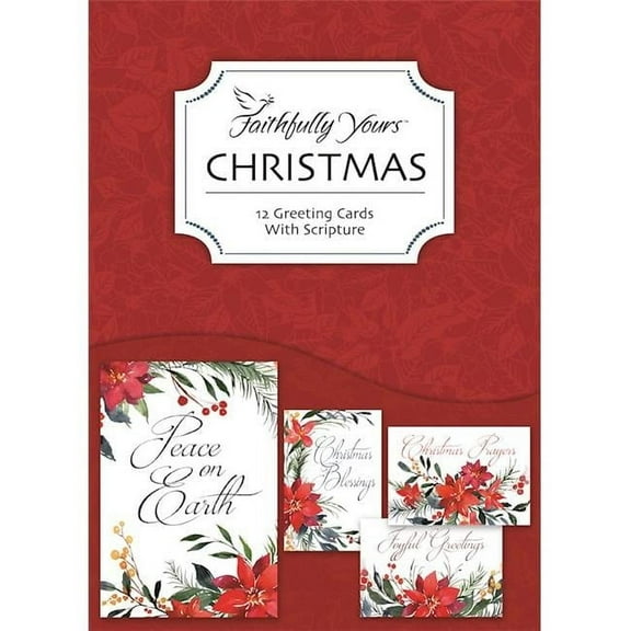 Faithfully Yours 40091X Poinsettia Christmas Boxed Card - Box of 12