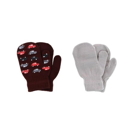 

CTM Toddler 2-4 Pattern and Solid Winter Mittens by Connex Gear (Pack of 2)