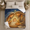 thumbnail image 5 of Peaceful decorative motif Family Scene Under Starry Night Sky, Festive decorative motif Scene, Warm Flannel Blanket for Living Room and Family Room, Art Lovers Christmas Gift, Festive Home Decor, 5 of 9